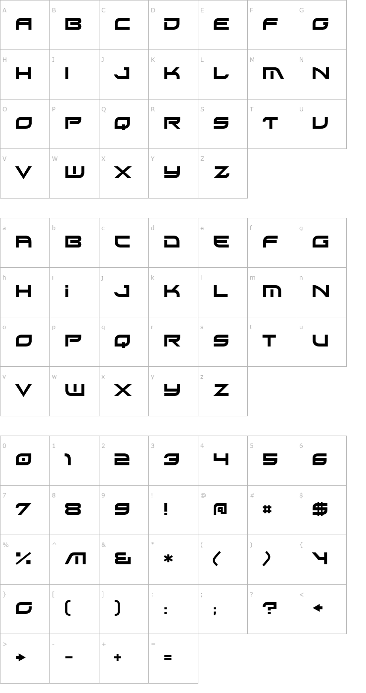 Character Map Xirod Font