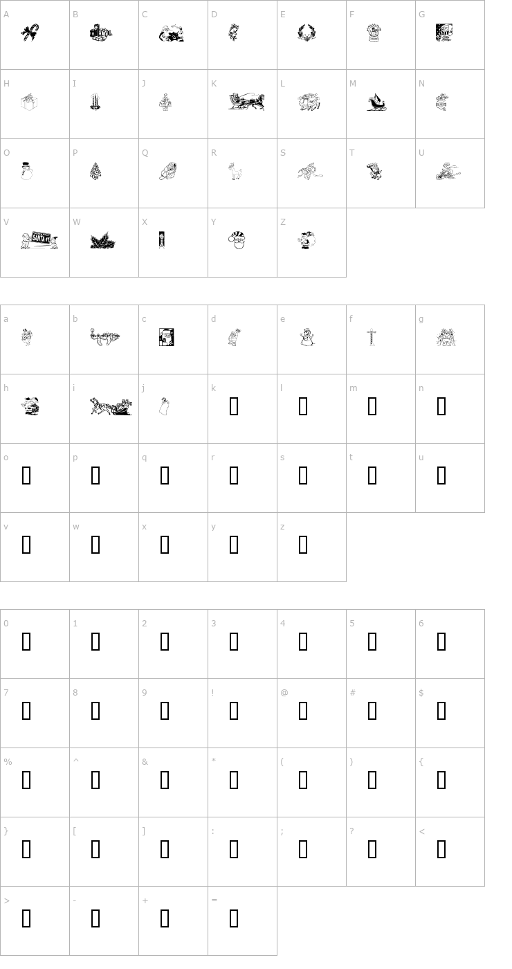 Character Map Xmas Clipart 2 Font