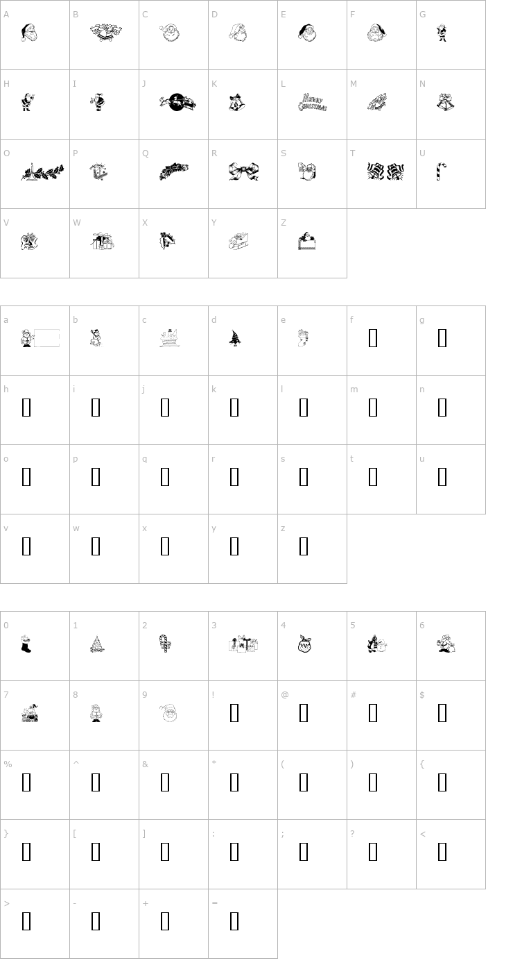 Character Map Xmas Clipart Font