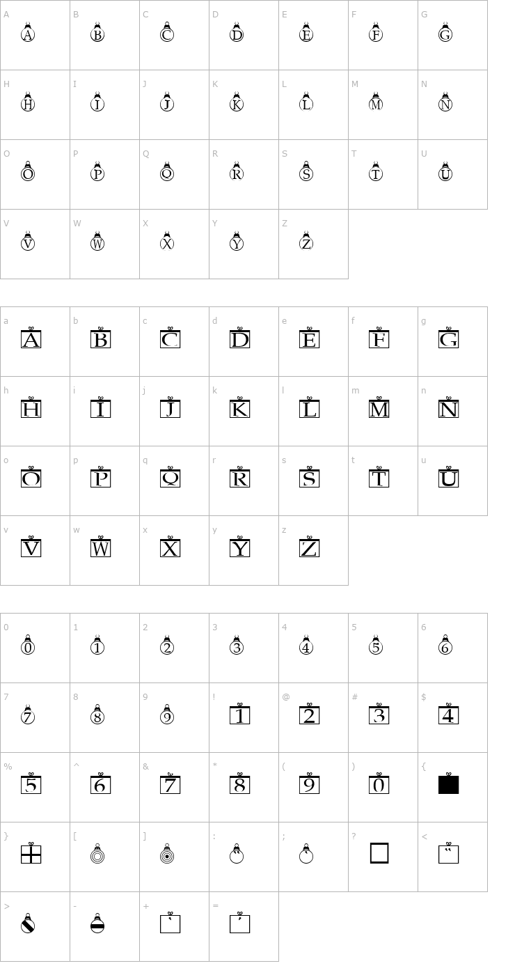 Character Map Xmas Regular Font