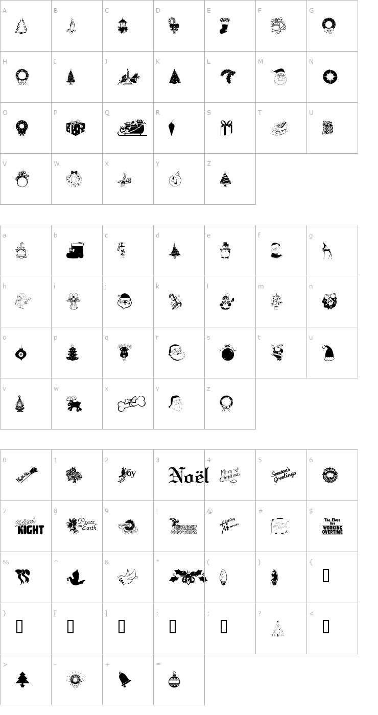 Character Map XmasTyme 1 Font