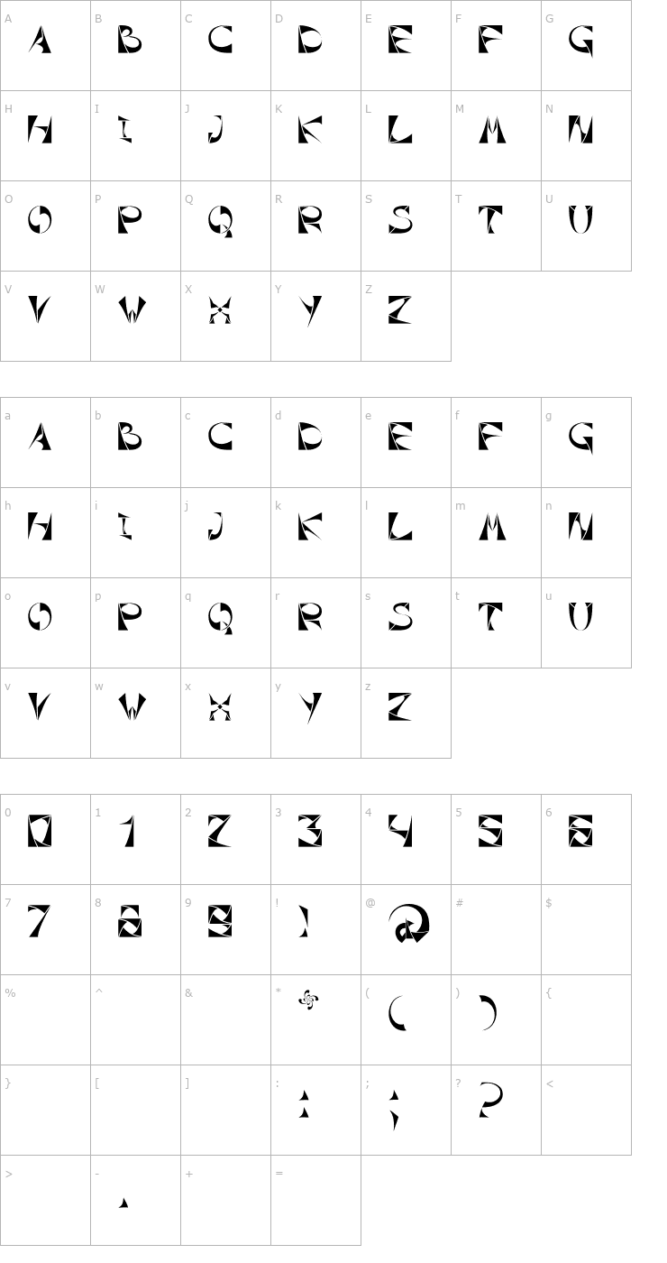Character Map Xorx_Toothy Cyr Font