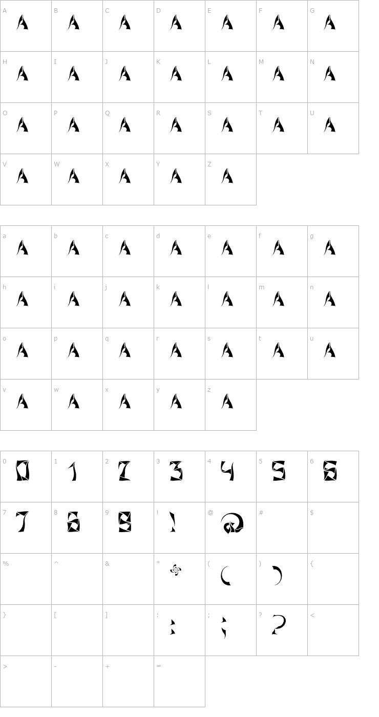 Character Map Xorx_windy Cyr Font