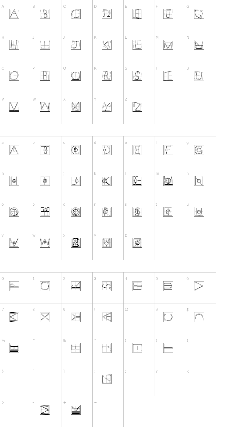 Character Map XPCrazy Light Font