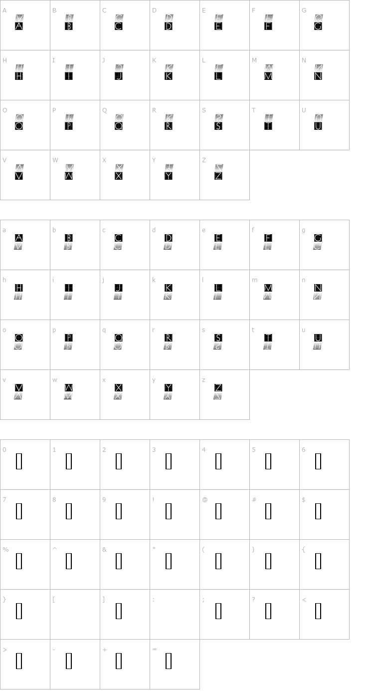 Character Map XperimentypoNr1 Oblique Font