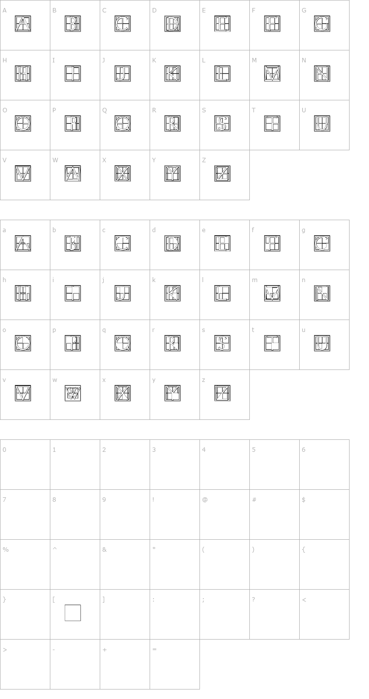 Character Map XperimentypoThree-B-Square Font