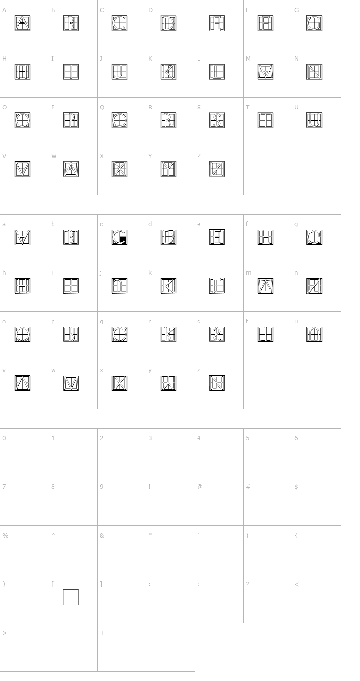 Character Map XperimentypoThree-C-Square Font