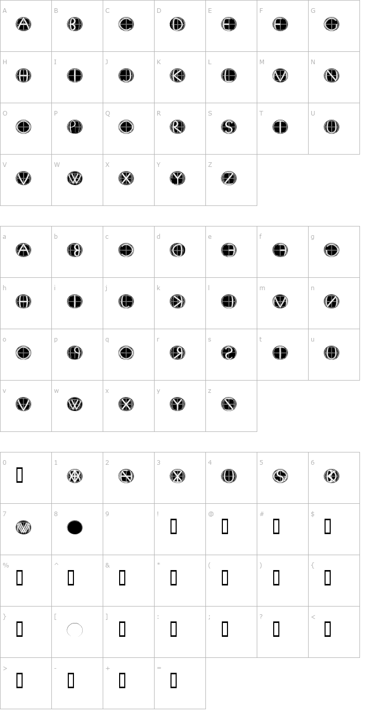 Character Map XPFourTwoContour Medium Font