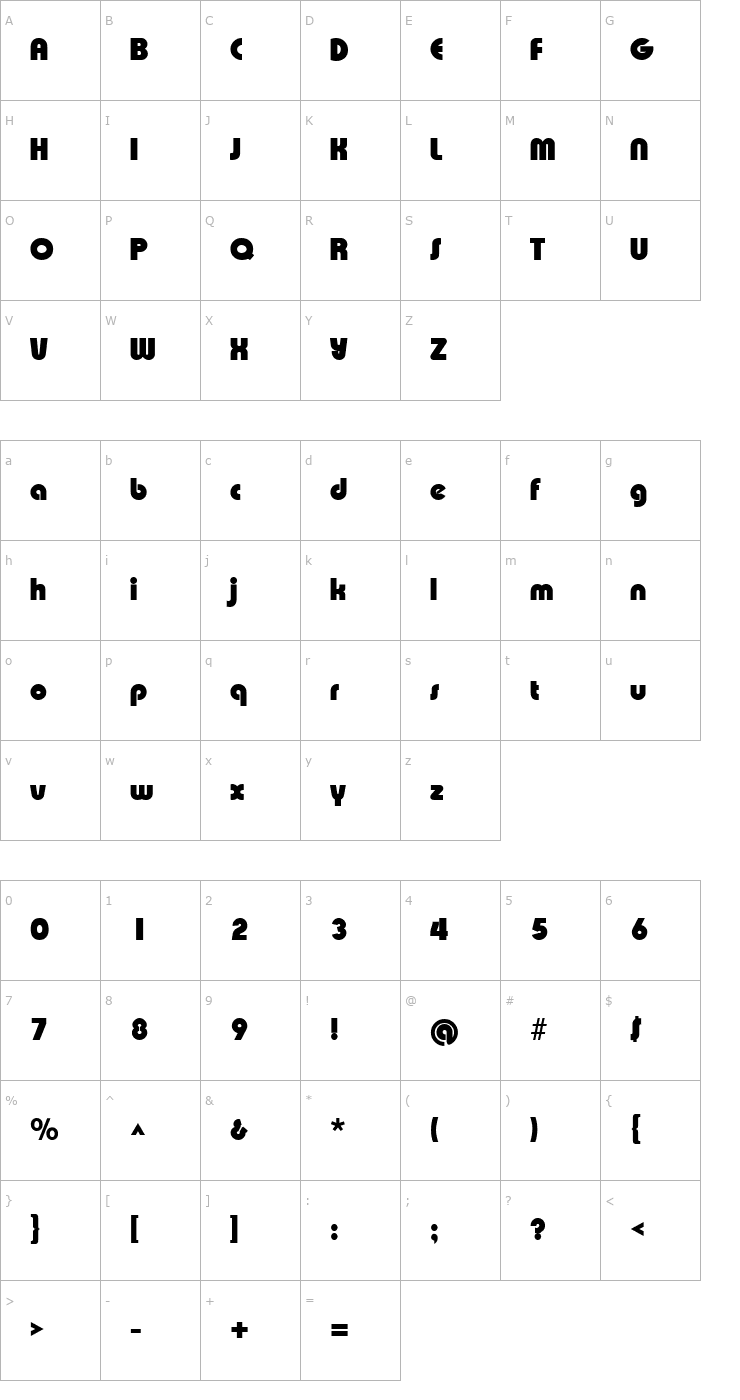 Character Map XpressiveBlack Font