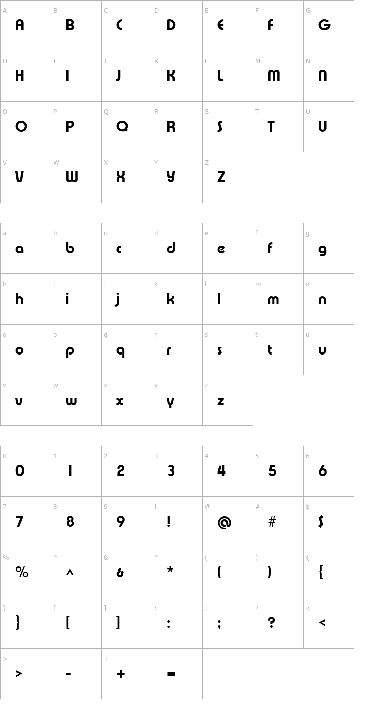 Character Map XpressiveExtrabold Regular Font