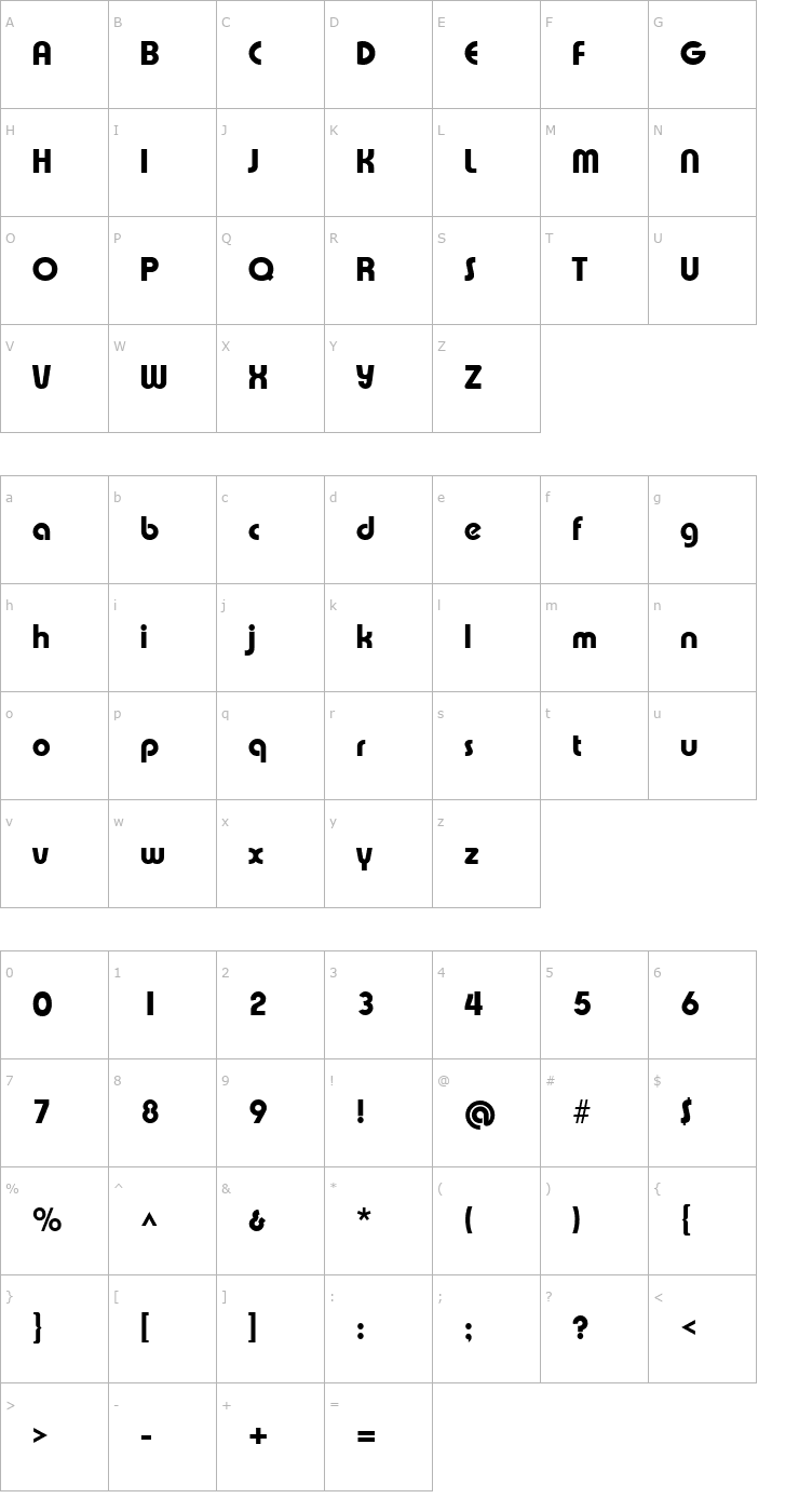 Character Map XpressiveHeavy Font