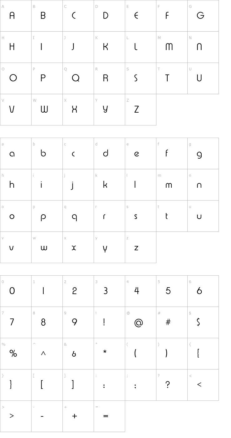 Character Map XpressiveLight Font