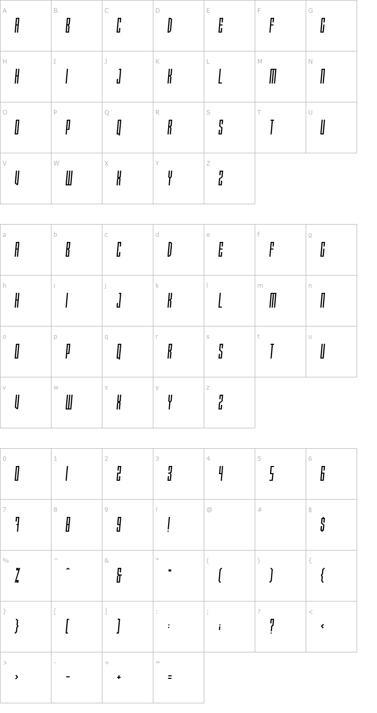 Character Map Xray Ted [skew] Font