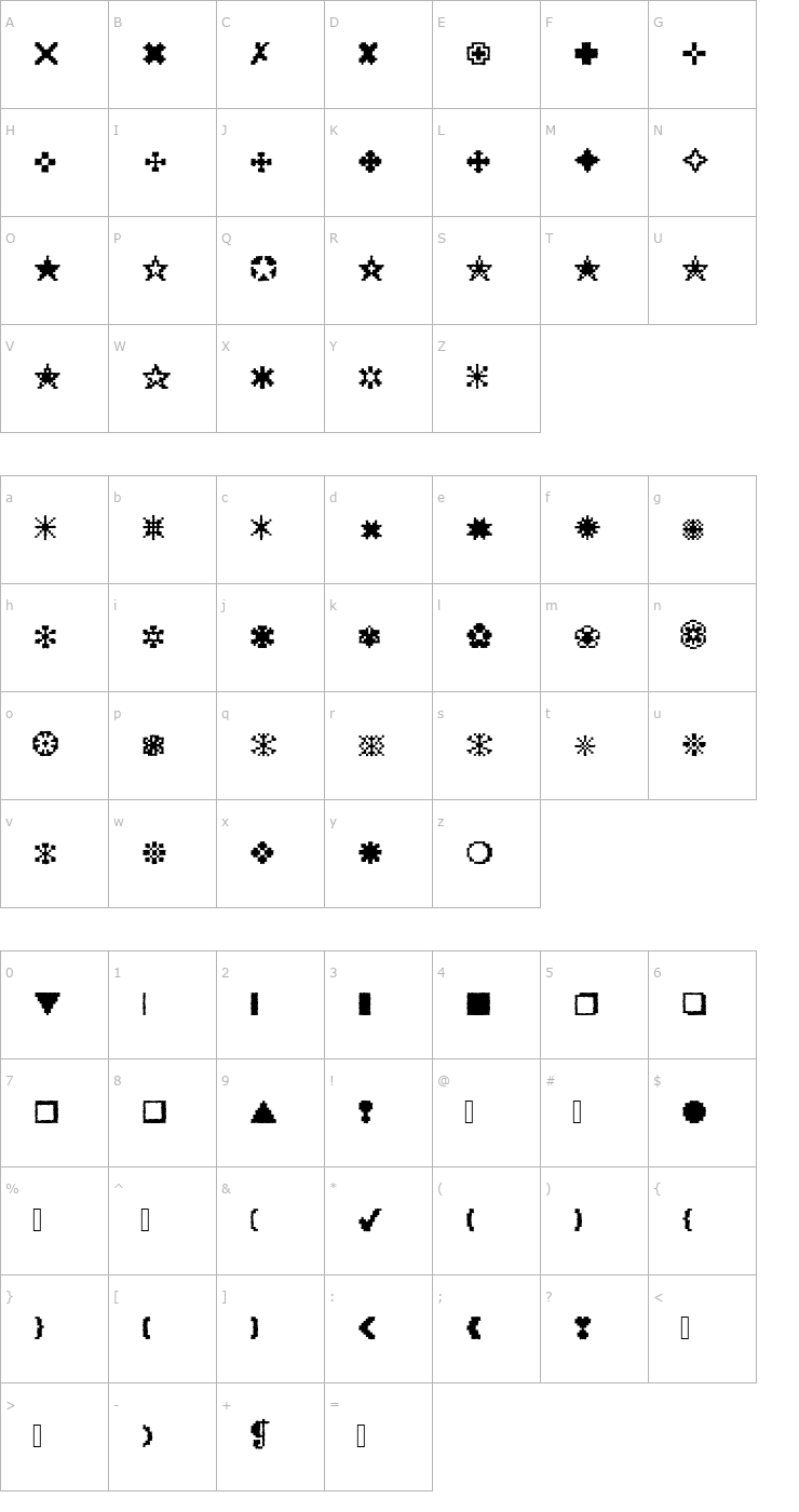 Character Map XRough07 Becker Font