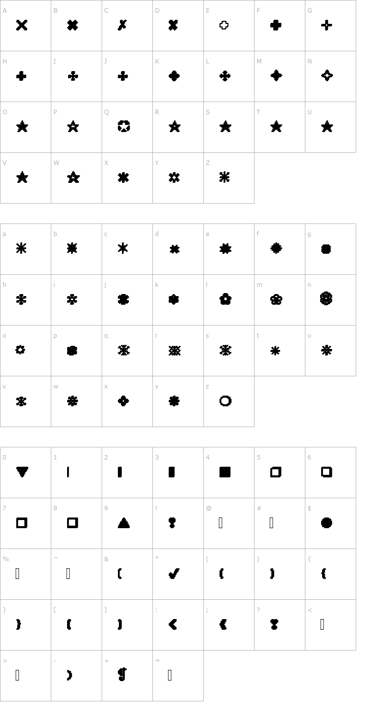 Character Map XRough09 Becker Font