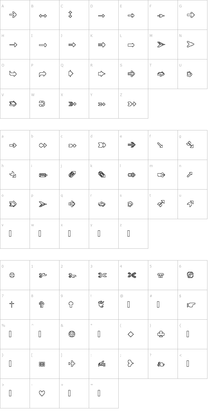 Character Map XRough13 Becker Font