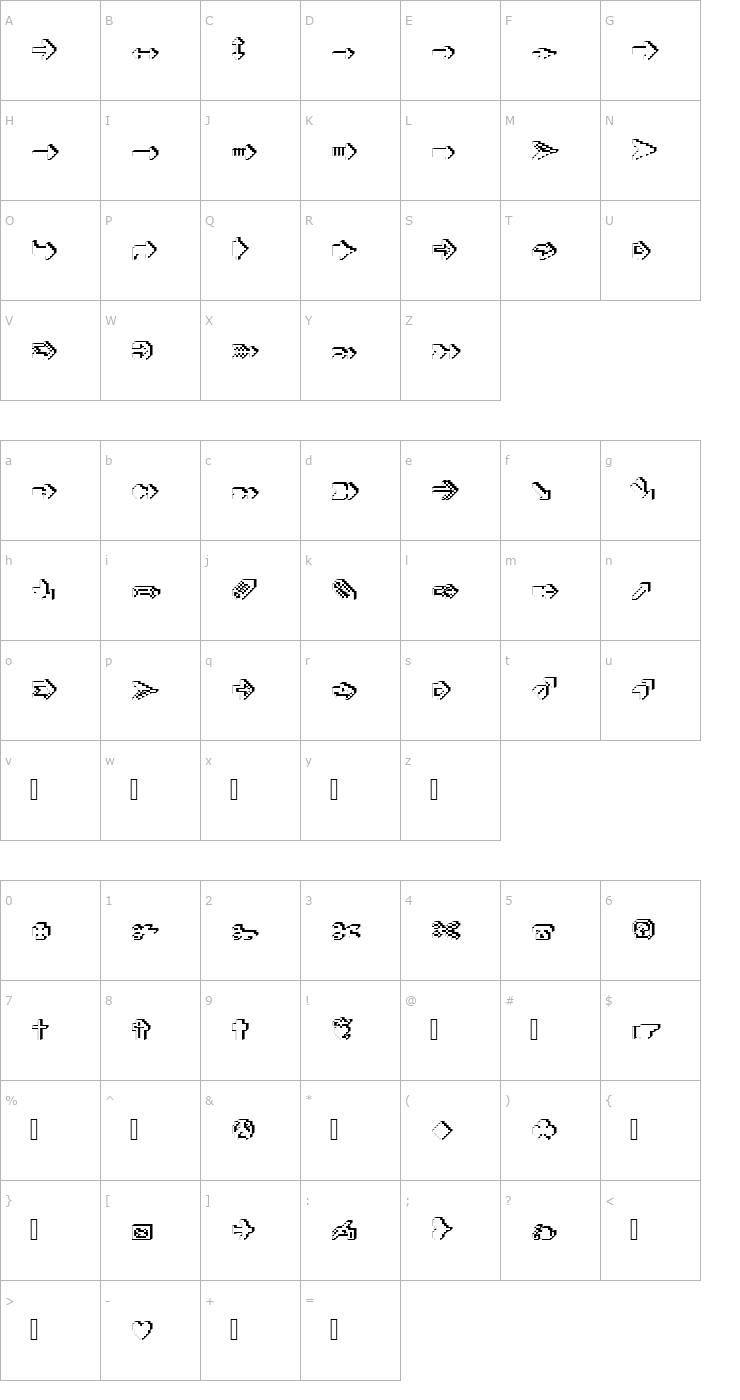 Character Map XRough15 Becker Font