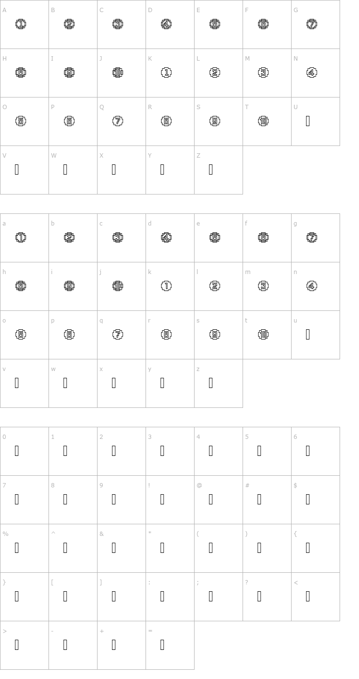 Character Map XRough23 Becker Font