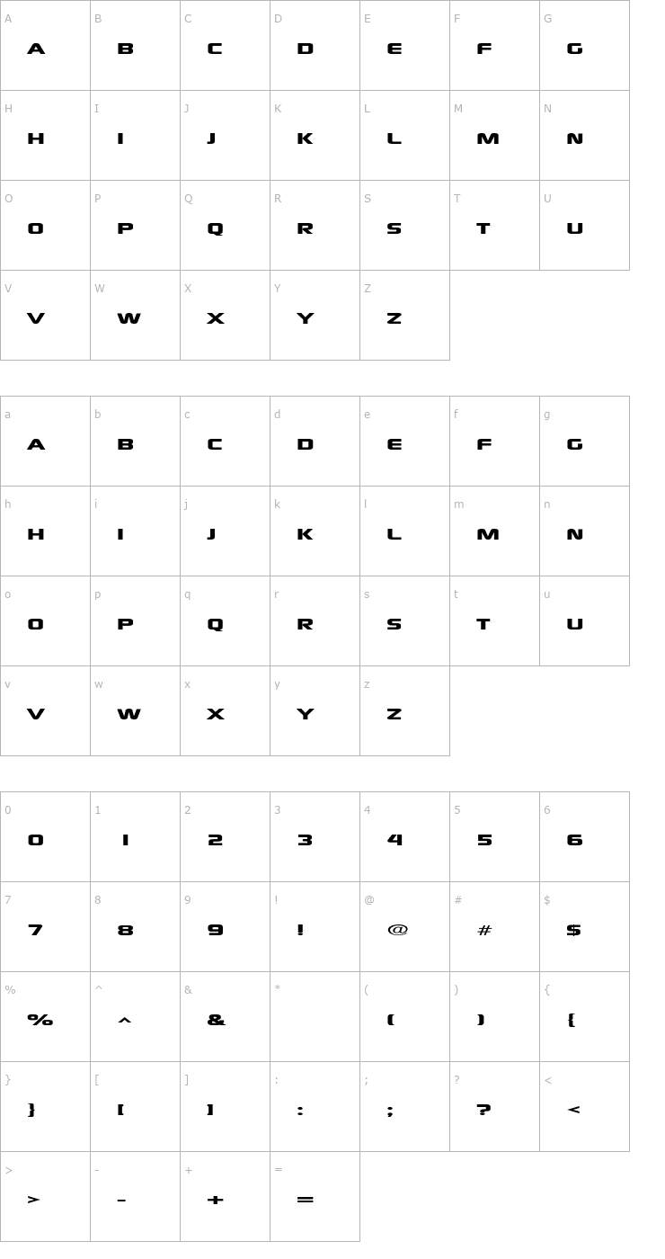 Character Map Xscale Font