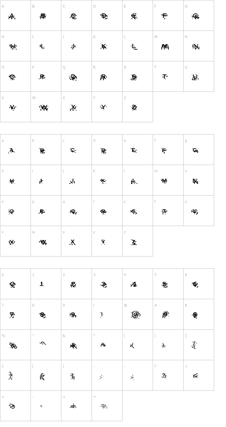 Character Map XXon XXoff Font