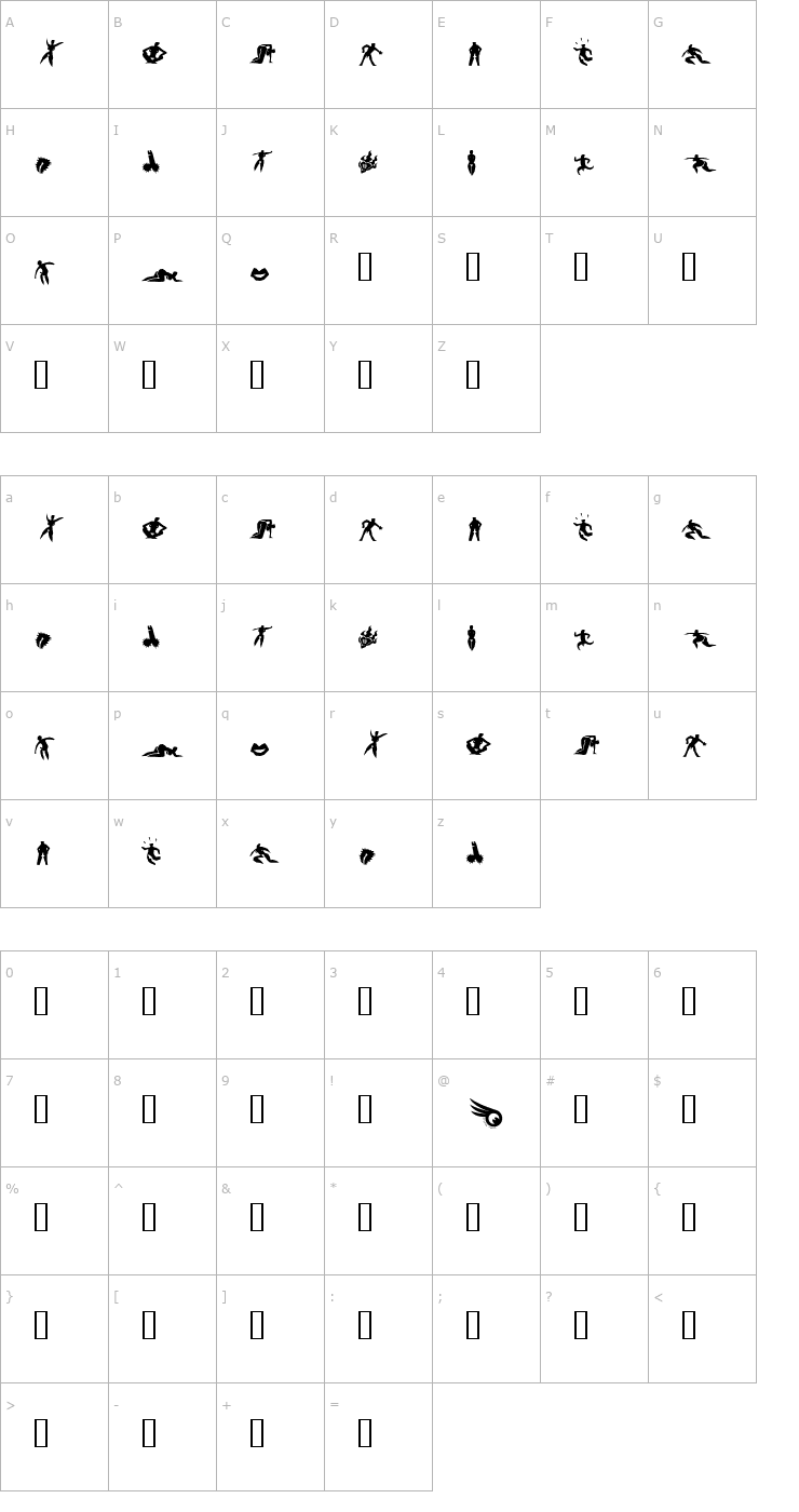 Character Map XXX Font