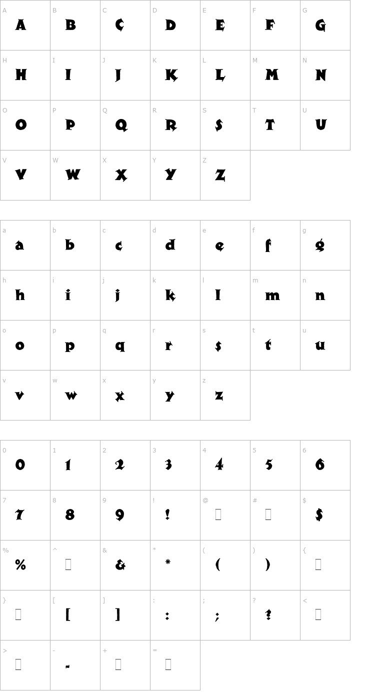 Character Map Xylo Font