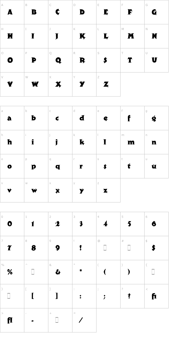 Character Map Xylo LET Plain1.0 Font
