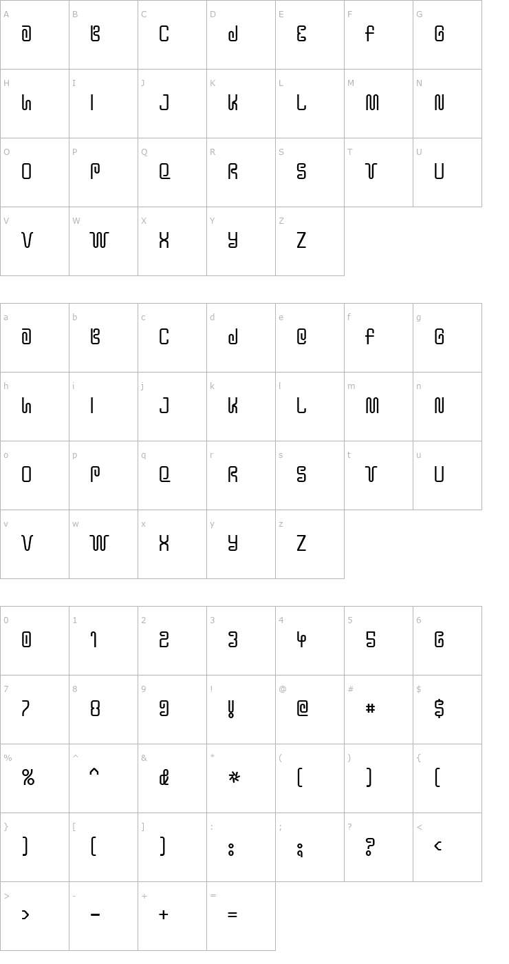 Character Map !Y2KBUG Font
