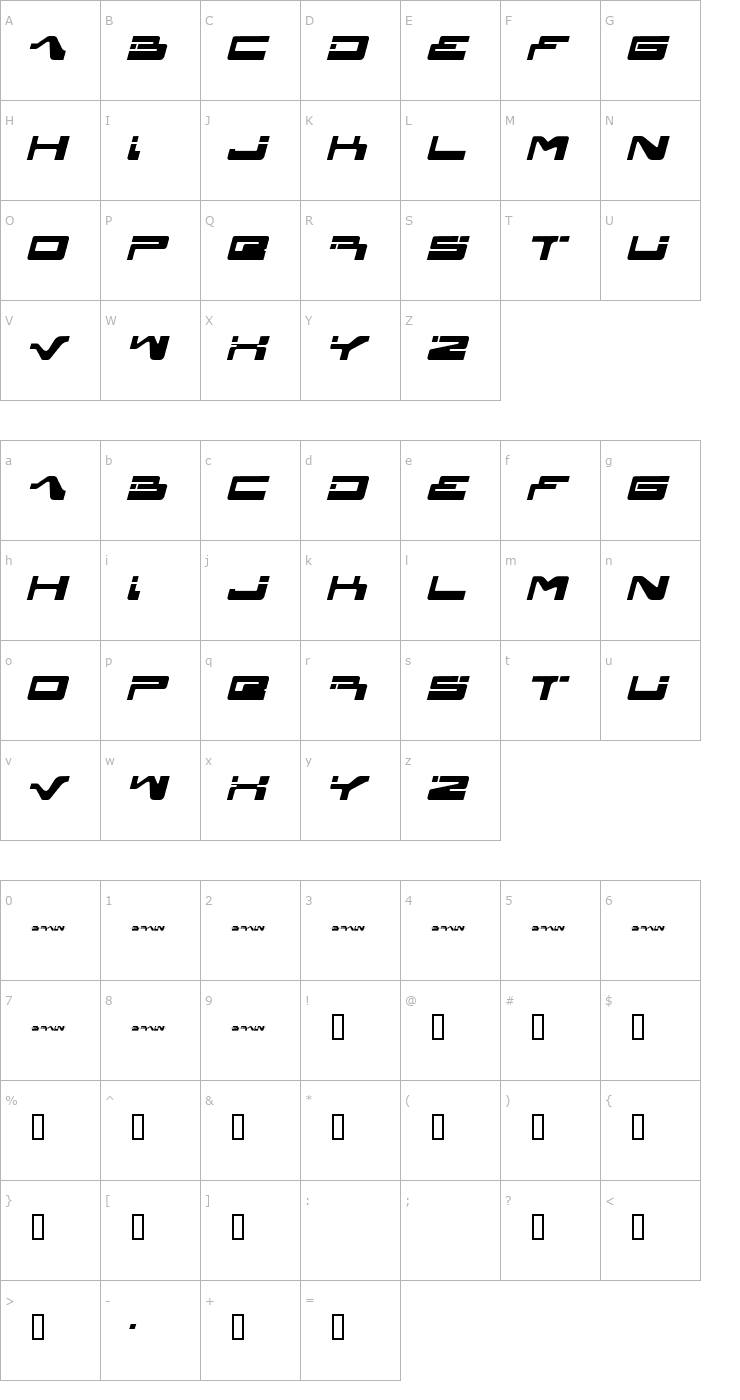 Character Map yagiza Font