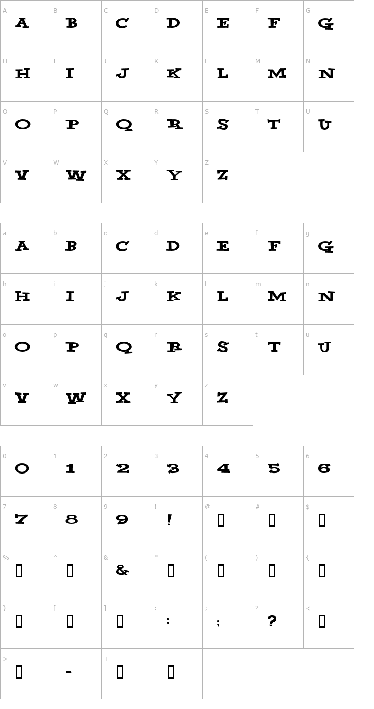 Character Map Yahoo! Font