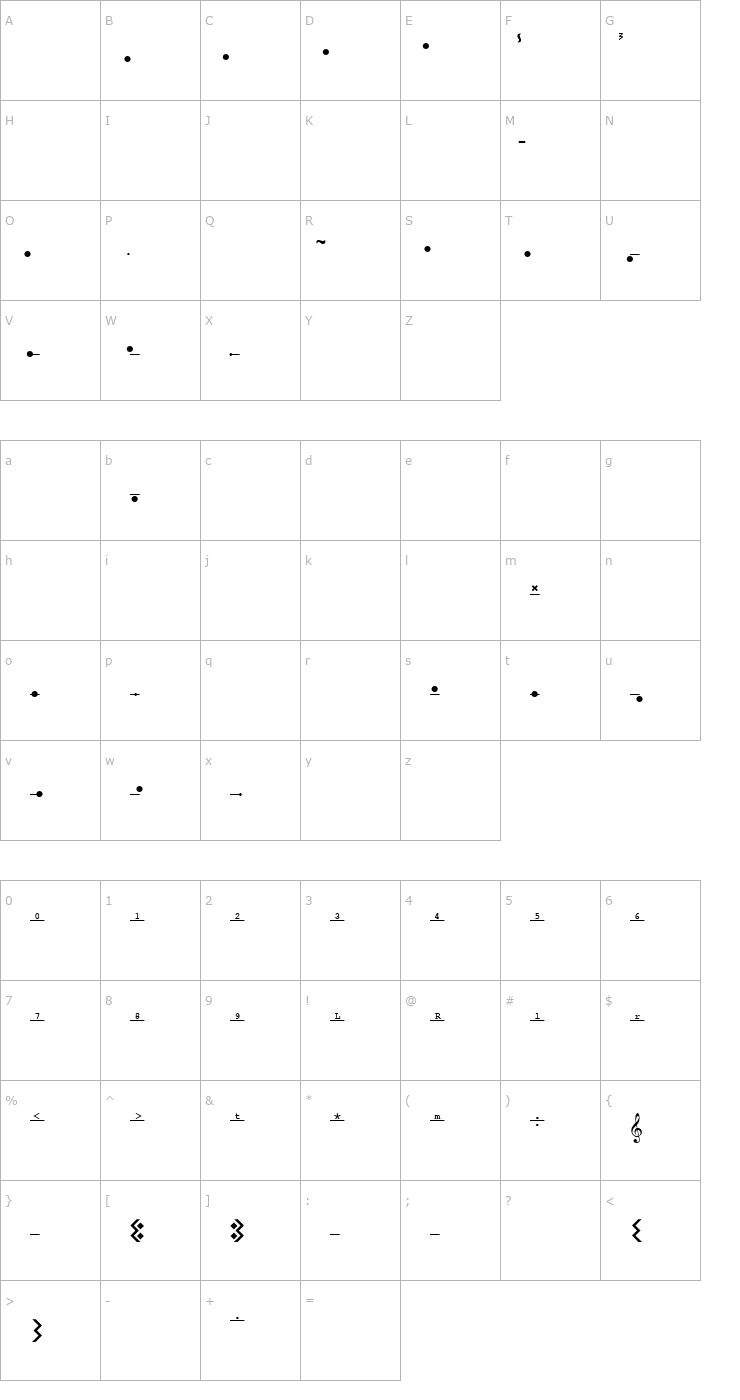 Character Map Yankadi Tribal Font