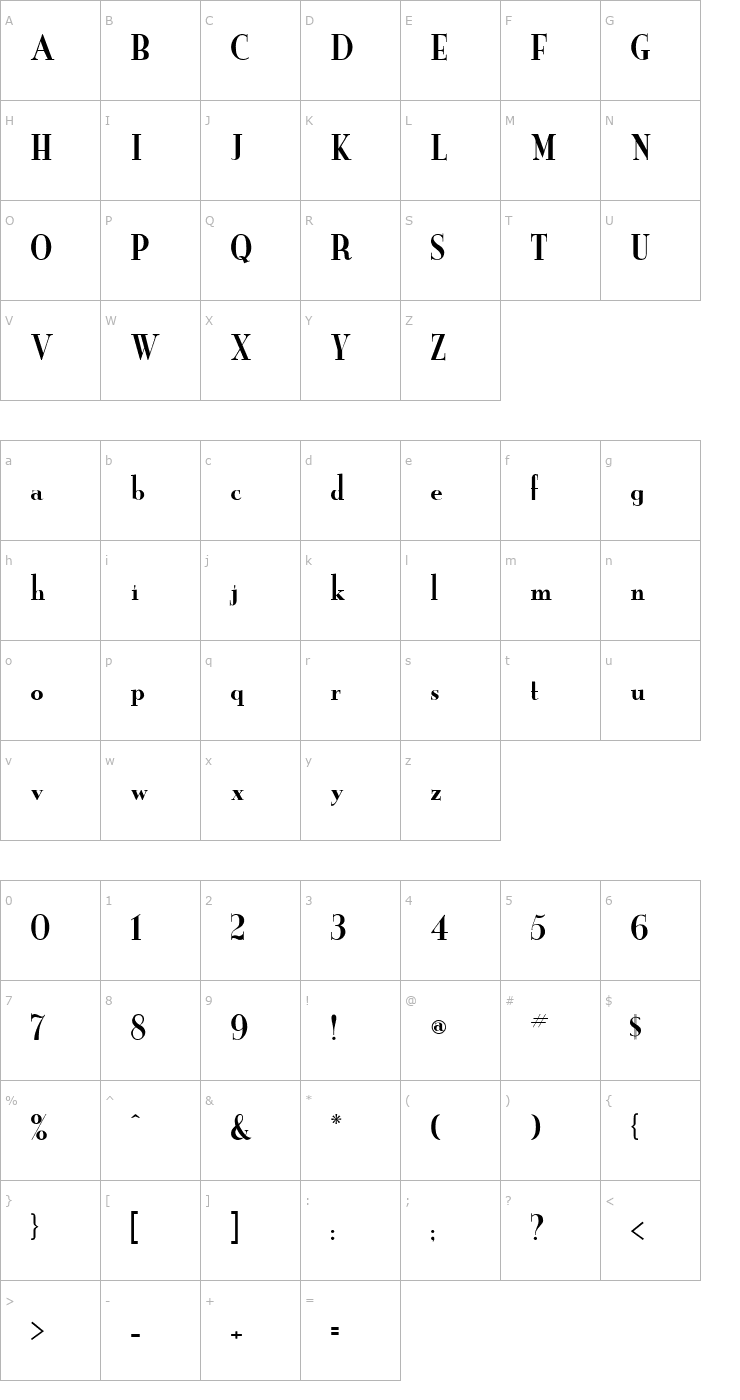 Character Map Yankee Font