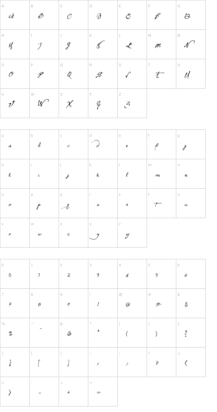 Character Map Yankee Ghosts BB Font