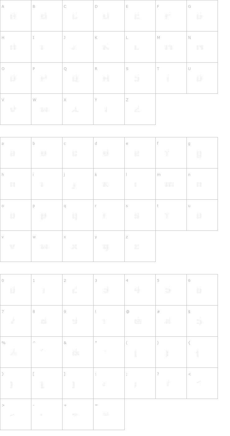 Character Map Yardmaster_Becker_Only_Shadow Font