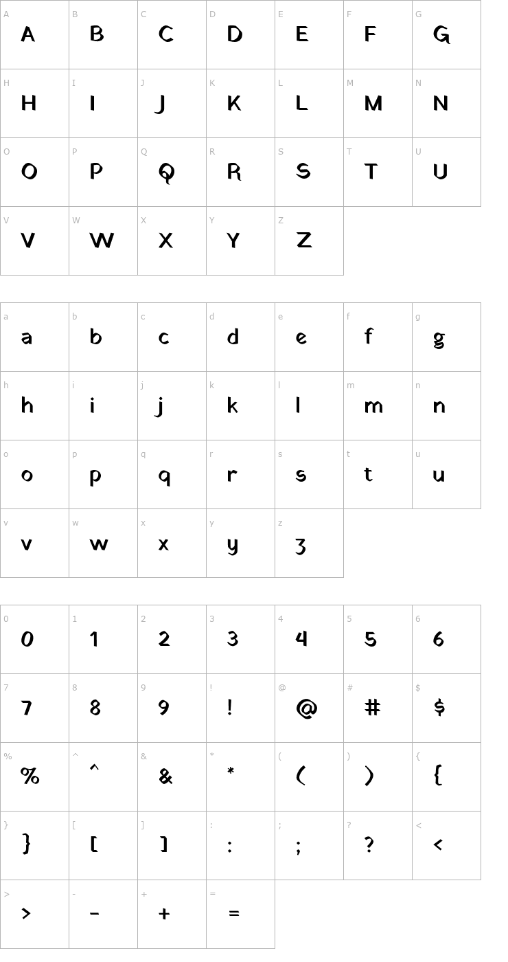 Character Map Yatra One Font