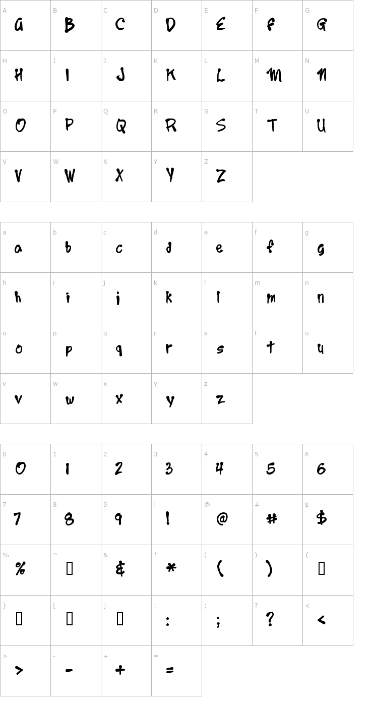 Character Map Year 2000 Boogie Font