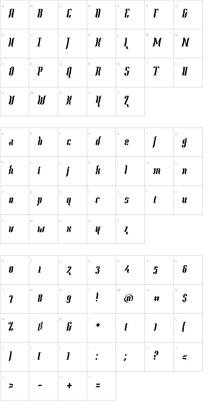 Character Map Year2000 Context Scrambled Hvy Font