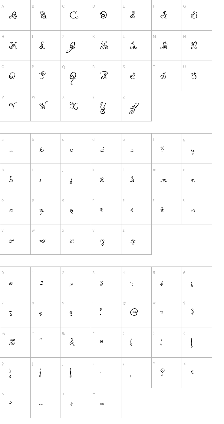 Character Map Yellow Font