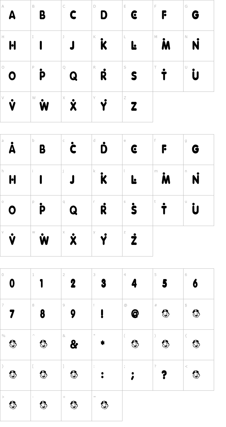 Character Map YesterMe Font