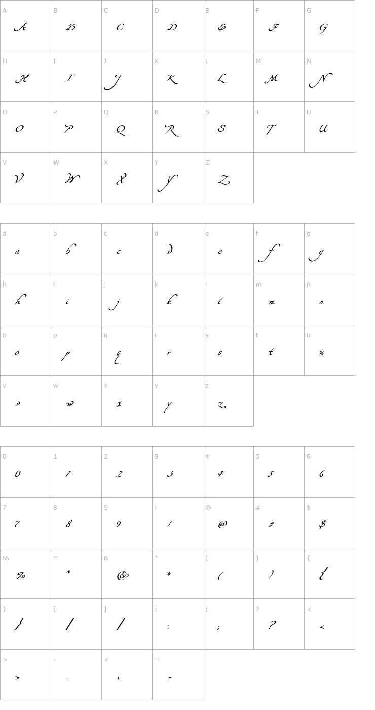 Character Map Yevida-Potens Font
