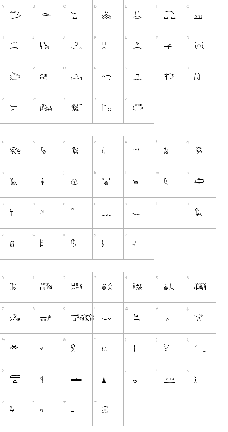 Character Map Yiroglyphics Font