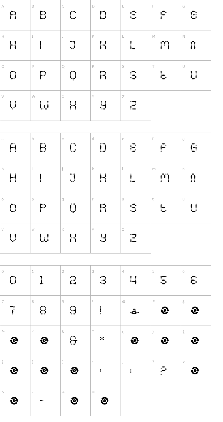 Character Map Yobbo Font