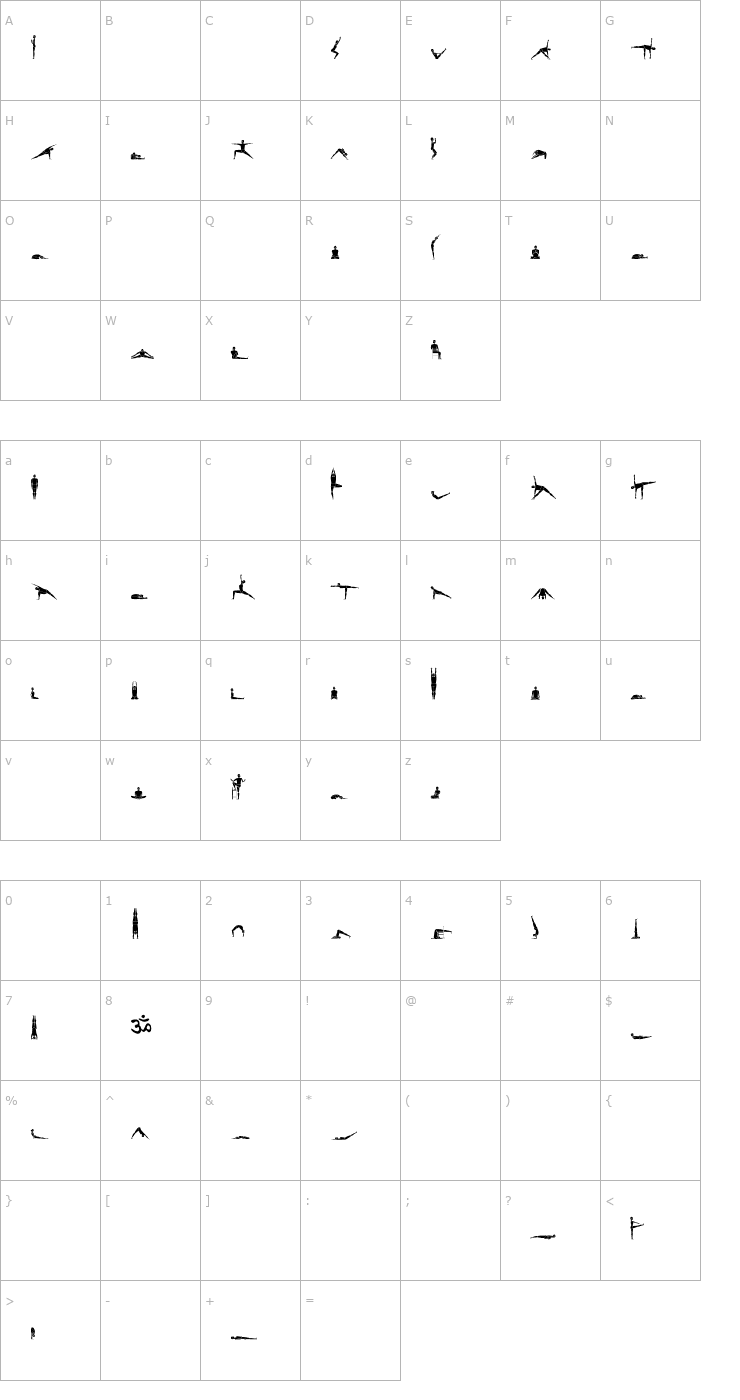 Character Map yoga Font