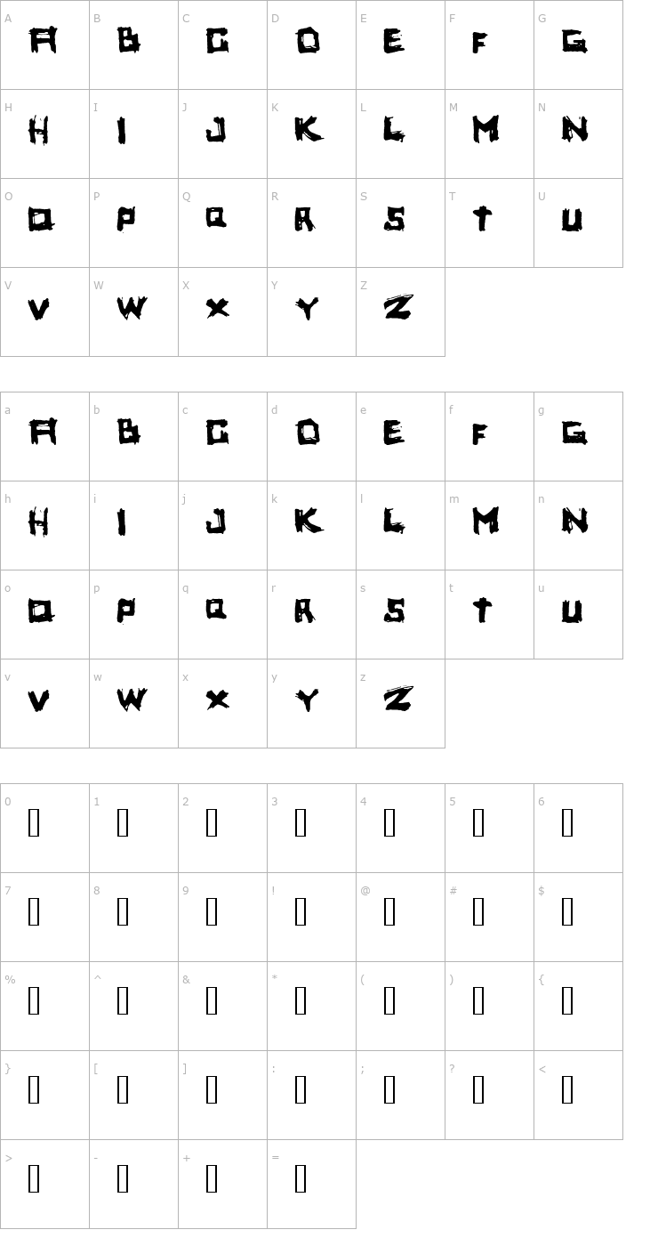 Character Map Yoicks Font