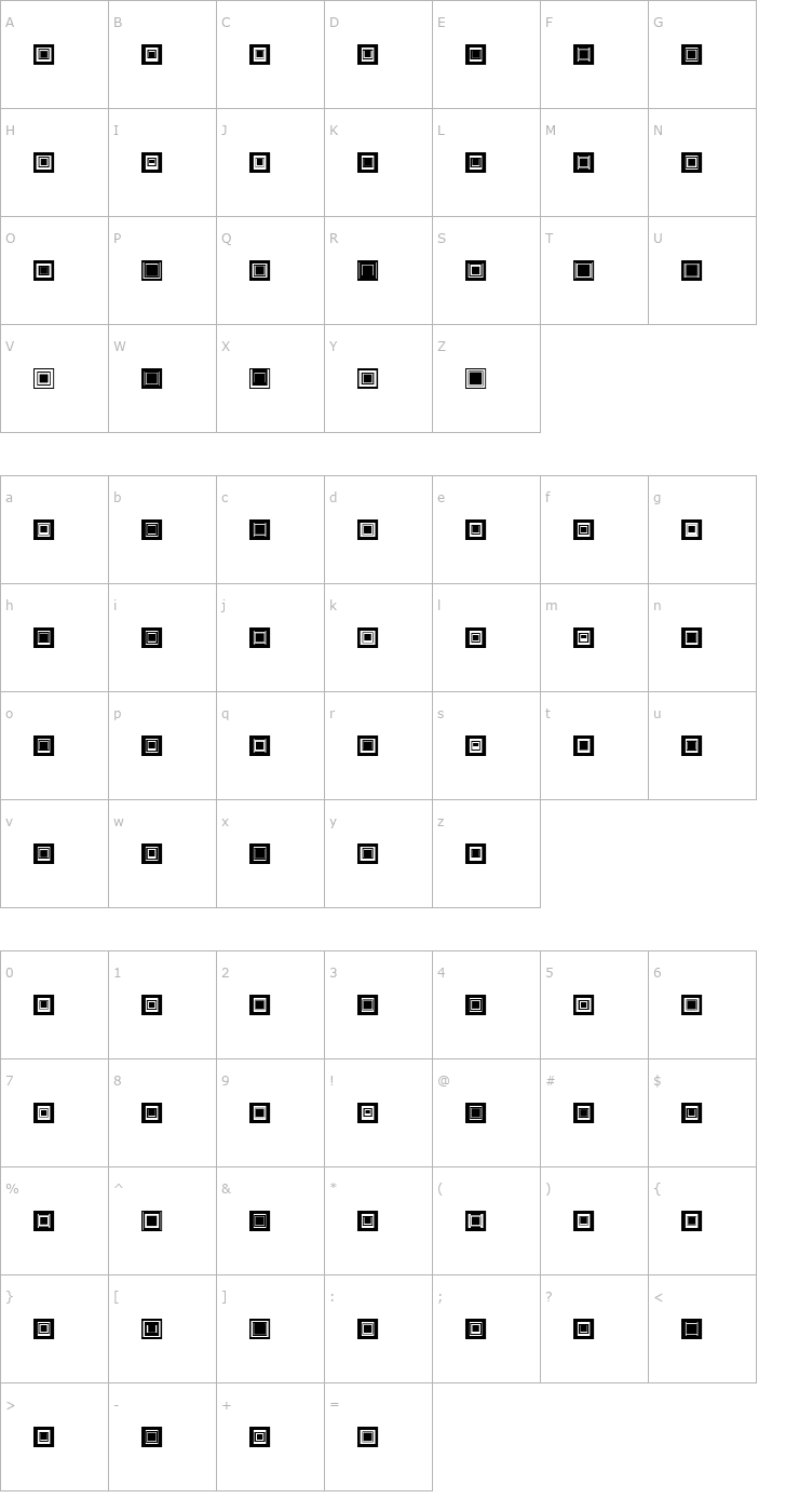 Character Map Yonkakubotan Font