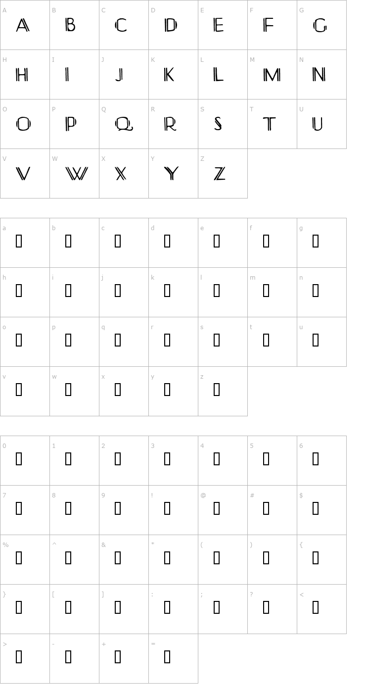 Character Map Yonkerismo Font