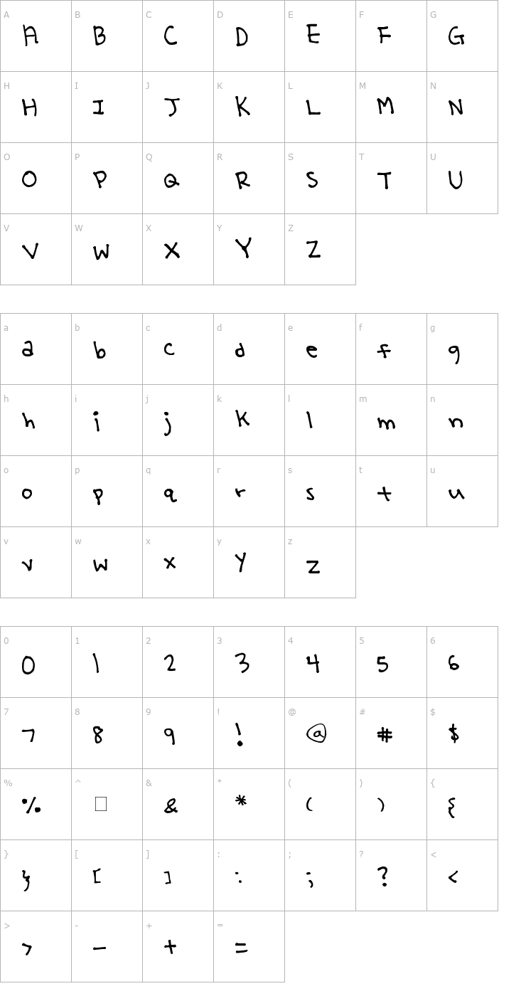 Character Map Yoo Hae Mool Font