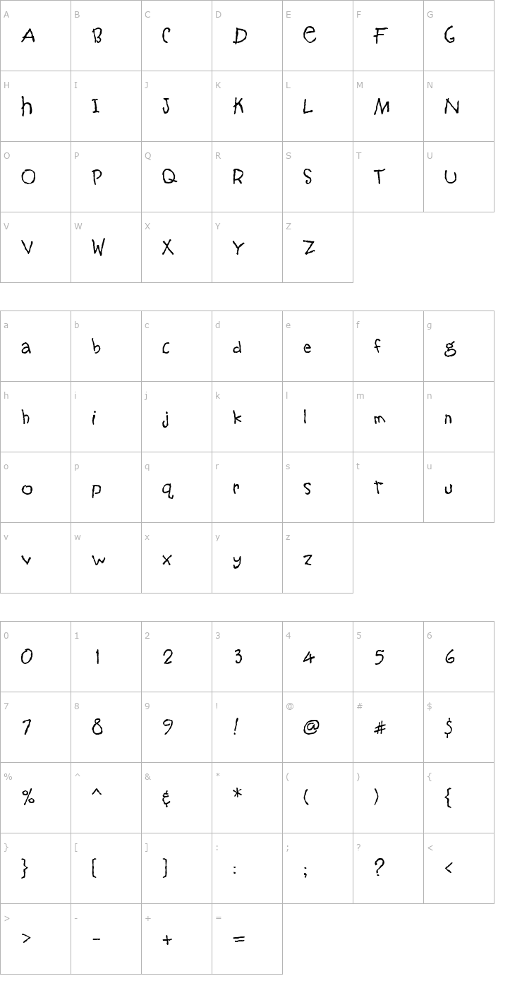 Character Map YooHoo Font