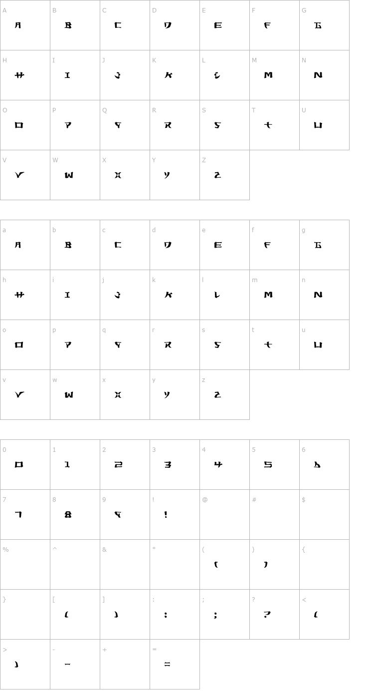 Character Map Yorstat Font