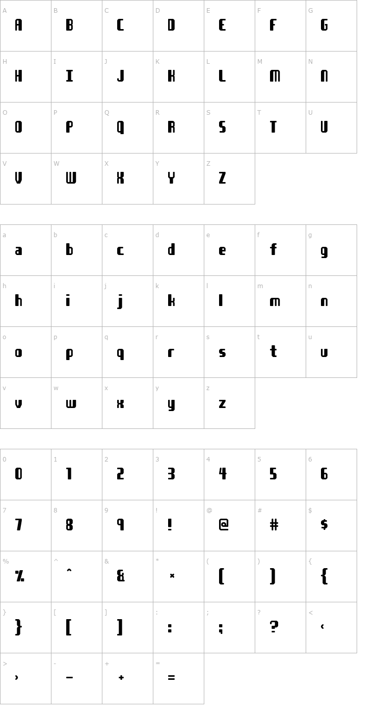 Character Map Young at heart Font